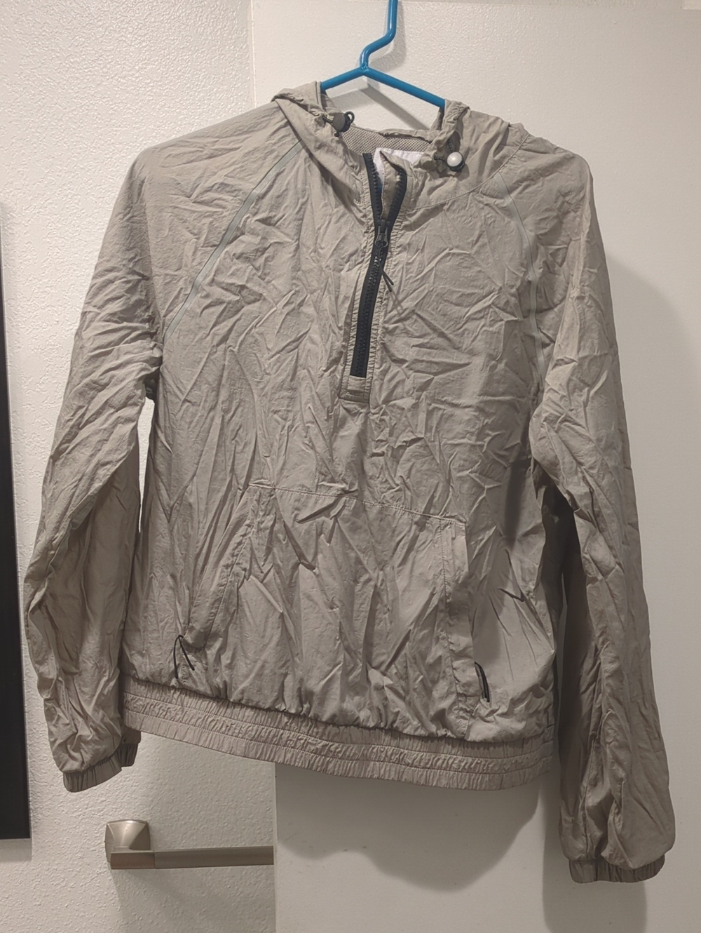 Peloton Light Taupe Hooded Windbreaker